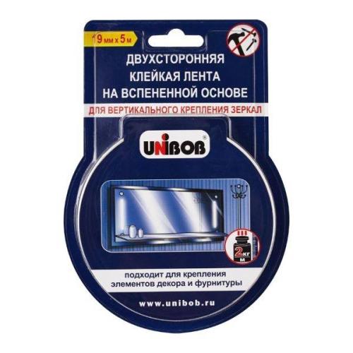 Скотч 2-х стор для зеркал 19мм х 5м пена UNIBOB