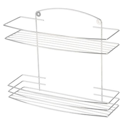 Полка настенная 2-х ярусная Lecco Plus 27*35*13см хром 310863