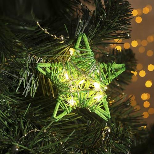 Фигура светодиодная подвеска Звезда зелёная 9х9х2см,20LED,жёлт.(тёпл.бел.) 4365645