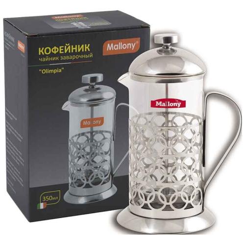 Френч-пресс (кофейник) OLIMPIA T046-350ML  0,35л стекло,корпус из нерж.стали 950100
