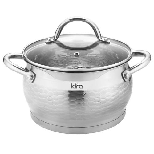 Кастрюля LARA Milano LR02-331 18х11см 3,0л молотковое покрытие