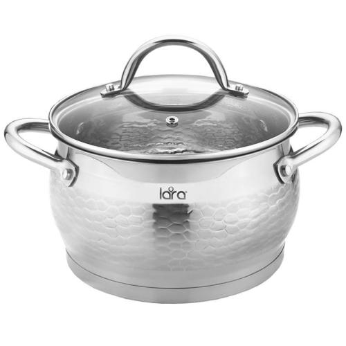 Кастрюля LARA Milano LR02-330 16х10см 2,1л молотковое покрытие