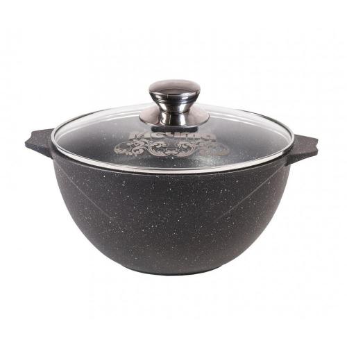 Казан для плова АП Гранит black 4л стекл.крышка 54802