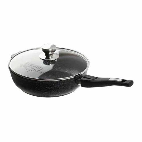 Сотейник Гранит black 28см со съемн.ручкой, с крышкой АП