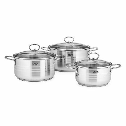 посуда набор LARA Standart LR02-81 6предм (каст.2л+4л+5,2л,3стекл.крыш)
