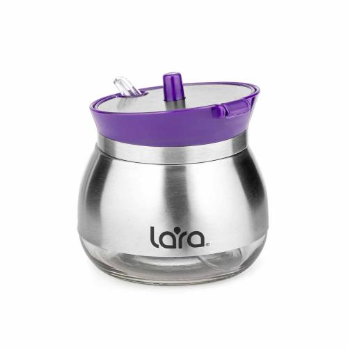 Сахарница LARA LR08-34 Violet с дозатором,300мл,стекло/сталь,ложечка