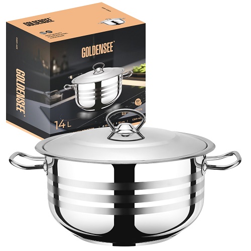 Кастрюля 14л GOLDEN SEE GS01-403 нерж.сталь