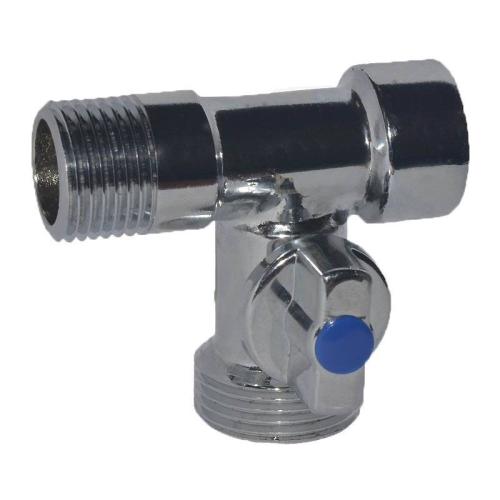 Кран шаровый 1/2"х3/4"х1/2" Н/Н/В для подключ.с/т приборов трехпроходной хром,бабочка