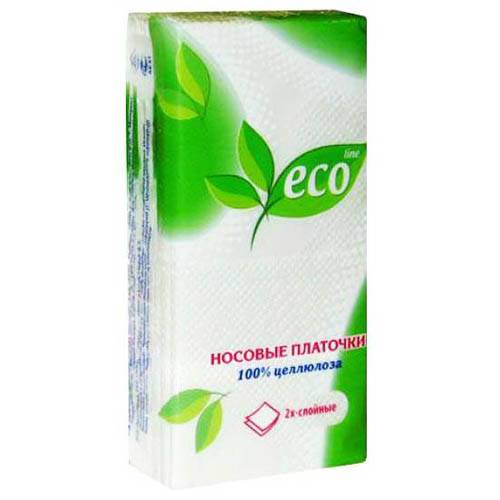 платочки носовые бумажные Эколайн 2сл. упаковка 6*10шт