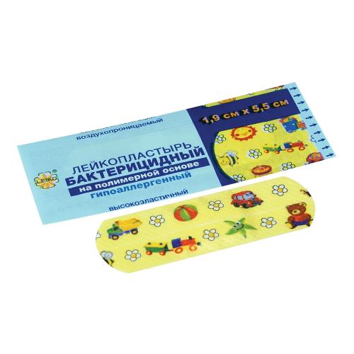 лейкопластырь бакт. полим. осн. с рисунком 1,9смх5,5см