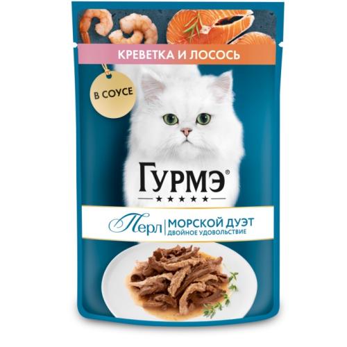 влажн.корм для кошек GOURMET ПЕРЛ Креветка/лосось 75г 12461413