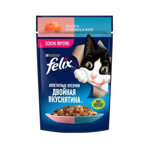 влажн.корм для кошек FELIX Двойная вкуснятина Лосось/форель 75г 12512763