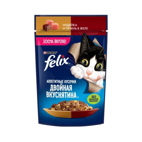 влажн.корм для кошек FELIX Двойная вкуснятина Индейка/печень 75г 12512752