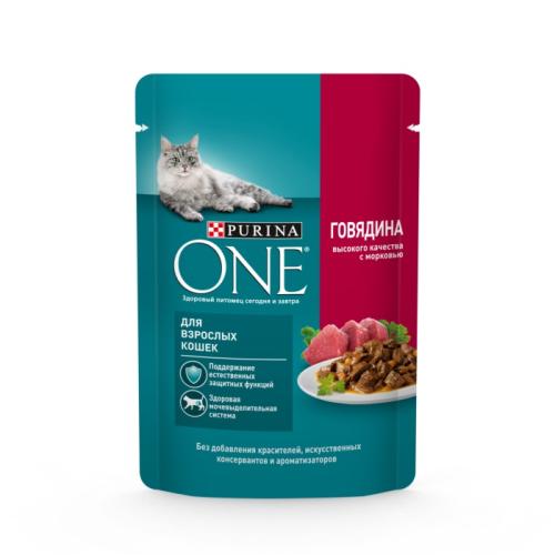 влажн.корм для кошек Purina ONE Говядина/морковь 75г 12456131