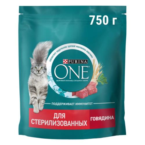 сухой корм для стерил.кошек Purina ONE Говядина/пшеница 750г 12505576