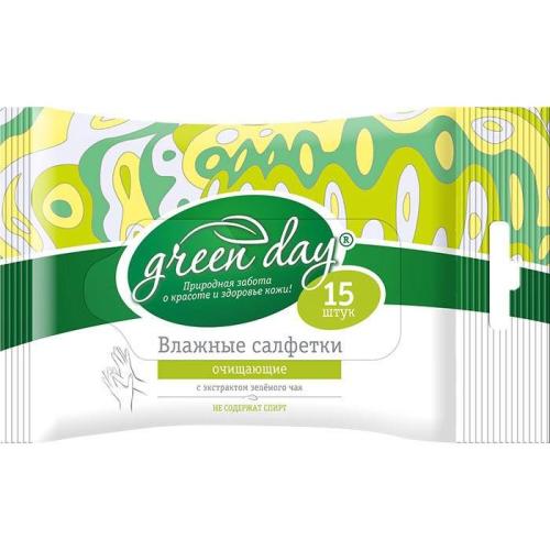 салфетки влажные GreenDay универсальные (в ассортименте) 15шт