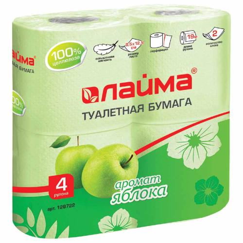 Туалетная бумага ЛАМА Яблоко 2-х слойная (4шт)