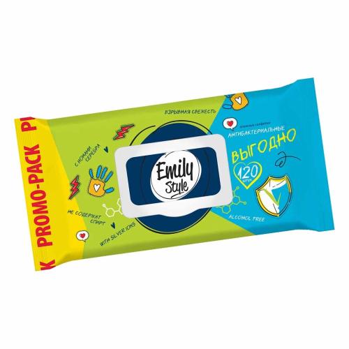Салфетки влажные Emily Style 100+20шт с крышкой антибактериальные