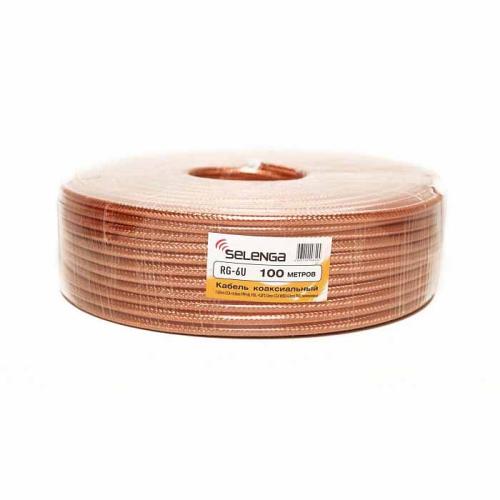 каб коаксиальный RG-6 SELENGA силиконовый, PVC(1.02mm CCA+4.8mm FPE+AL FOIL+128*0.12mm CCA WIRE+6)