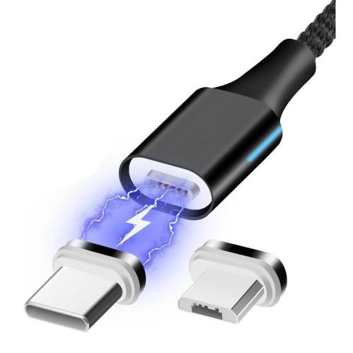 Шнур USB/microUSB+Type-C (2в1) MAGNETIC магнитный 1м