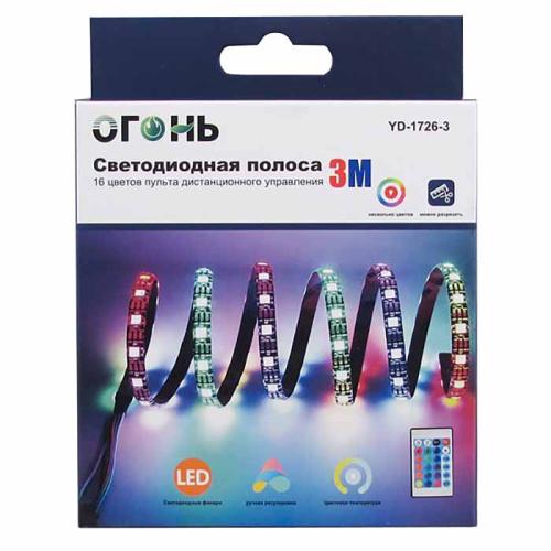 Лента светодиодная YD-1726-3 3м USB, разноцв., ПДУ