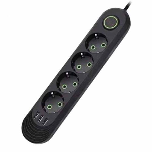 Удлинитель сет евро 4вх 2м с заземлением,выкл. + 3USB POWER OUTLET 814-2м
