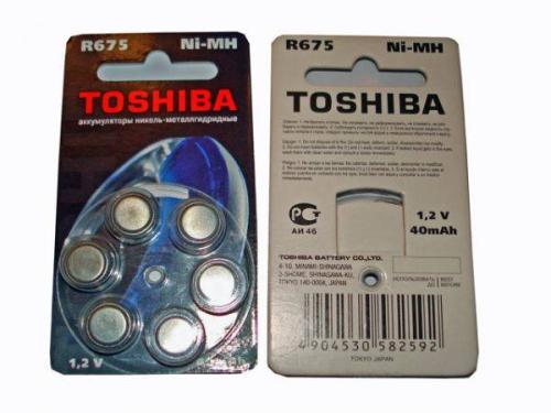 Аккумулятор R675 TOSHIBA NiMH(AG13) для слуховых аппаратов