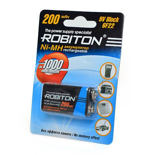 Аккумулятор крона ROBITON 200mАh 200MH9