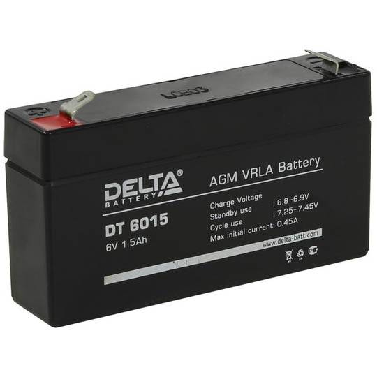 аккумулятор свинцово-кислотный DELTA DT 6015 6V 1,5Ah