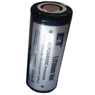 аккумулятор промышл.ET ICR 26650С Protected 5200mAh Li-on 3.7V H=71мм
