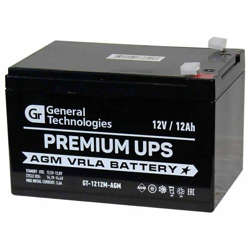 Аккумулятор свинцово-кислотный GT 1212 12V(12А/ч) General Technologies Standart AGM