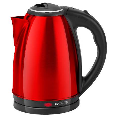чайник CENTEK CT-1068 красный(Red) (2,0л) 2000Вт металл, хром. вставка на крышке
