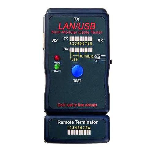тестер кабеля (RJ-45/RJ-11/USB)(12-1011)
