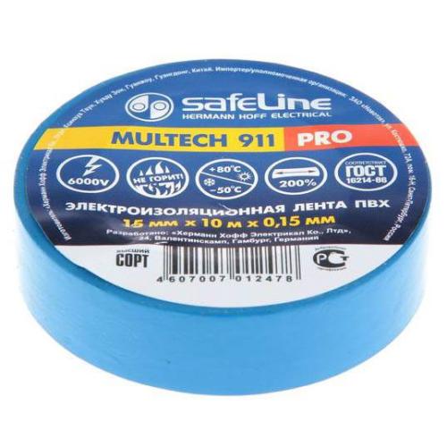 изолента Safeline 15мм х 10м синяя 9359